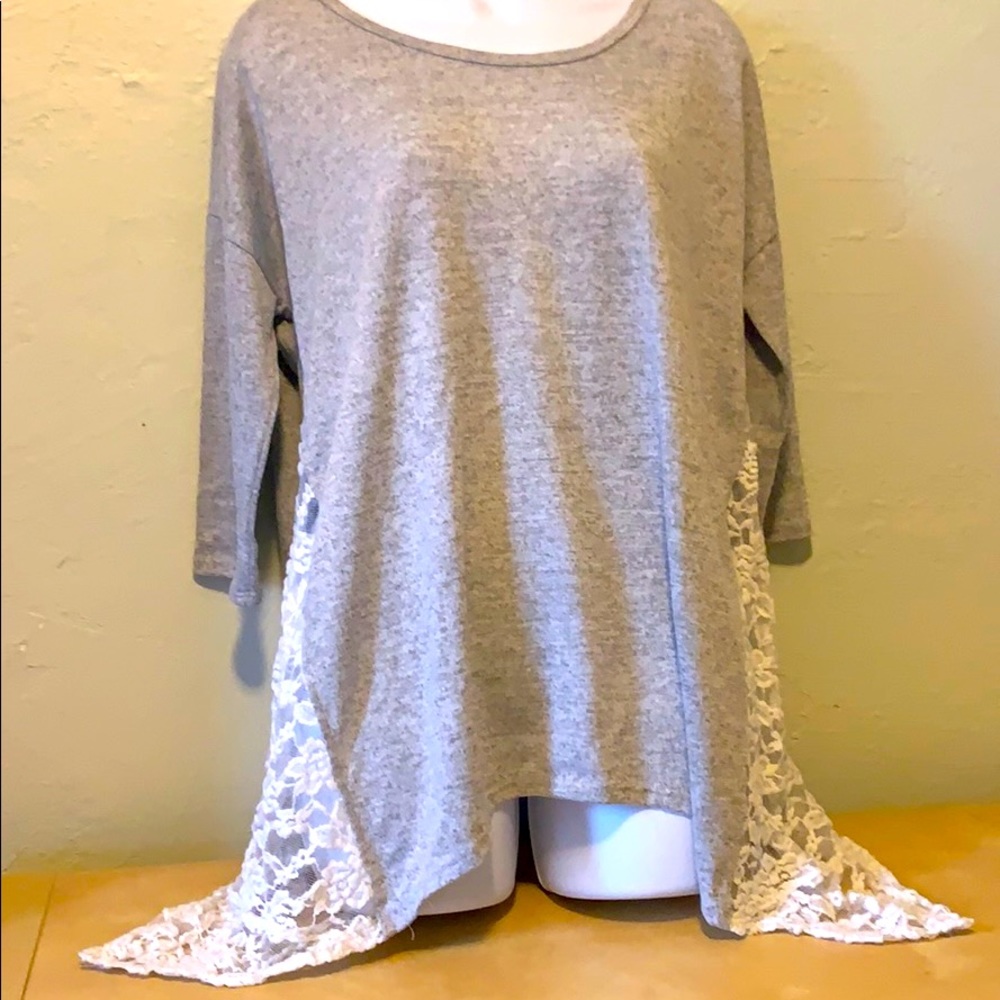 Grey and Lace Sweater
